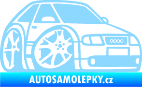 Samolepka Audi A3 karikatura pravá světle modrá