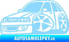 Samolepka Audi A4 karikatura levá světle modrá