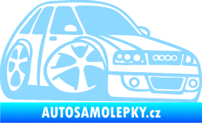 Samolepka Audi A4 karikatura pravá světle modrá