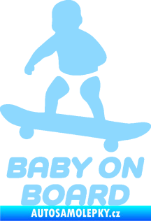 Samolepka Baby on board 008 levá skateboard světle modrá