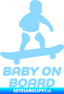 Samolepka Baby on board 008 pravá skateboard světle modrá