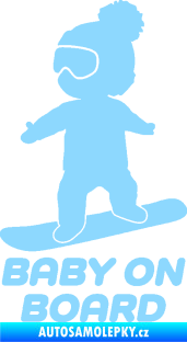 Samolepka Baby on board 009 levá snowboard světle modrá