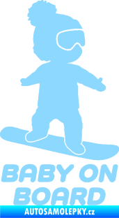 Samolepka Baby on board 009 pravá snowboard světle modrá