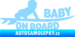 Samolepka Baby on board 010 pravá surfing světle modrá