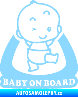 Samolepka Baby on board 011 pravá s nápisem světle modrá