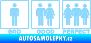 Samolepka Bad good perfect 002 nápis světle modrá