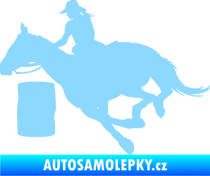 Samolepka Barrel racing 001 levá cowgirl rodeo světle modrá