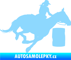 Samolepka Barrel racing 001 pravá cowgirl rodeo světle modrá