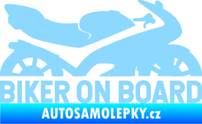 Samolepka Biker on board pravá motorka světle modrá