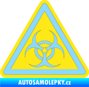 Samolepka Biohazard barevný trojúhelník světle modrá
