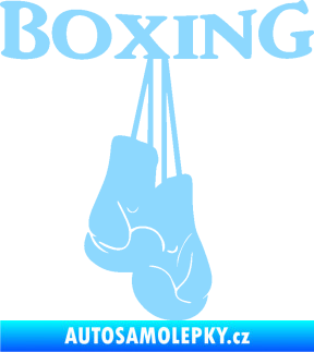 Samolepka Boxing nápis s rukavicemi světle modrá