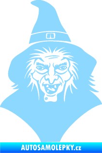 Samolepka Čarodějnice 002 levá hlava s kloboukem světle modrá