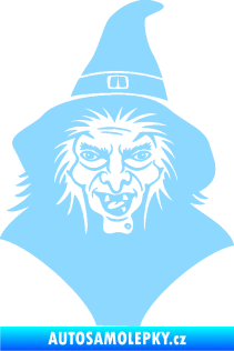 Samolepka Čarodějnice 002 pravá hlava s kloboukem světle modrá