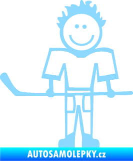 Samolepka Cartoon family kluk 002 levá hokejista světle modrá