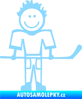 Samolepka Cartoon family kluk 002 pravá hokejista světle modrá