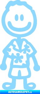 Samolepka Cartoon family kluk Hawaii světle modrá