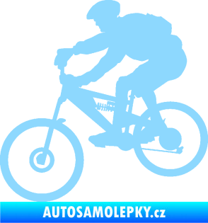Samolepka Cyklista 009 levá horské kolo světle modrá