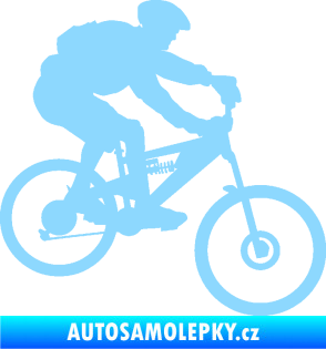 Samolepka Cyklista 009 pravá horské kolo světle modrá