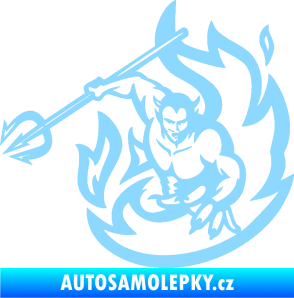 Samolepka Ďábel 002 levá s vidlemi světle modrá