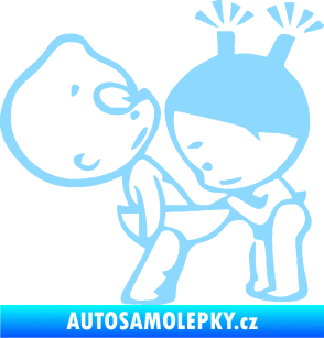 Samolepka Děti kuk do kalhot pravá světle modrá
