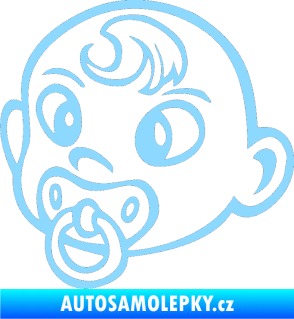 Samolepka Dítě v autě 004 levá miminko s dudlíkem hlavička světle modrá