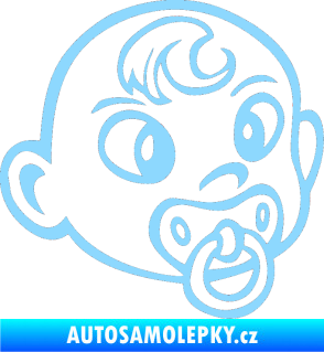 Samolepka Dítě v autě 004 pravá miminko s dudlíkem hlavička světle modrá