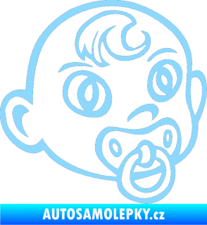 Samolepka Dítě v autě 005 pravá miminko s dudlíkem hlavička světle modrá