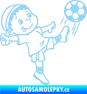Samolepka Dítě v autě 022 pravá fotbalista s míčem světle modrá