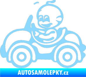 Samolepka Dítě v autě 041 levá chlapeček v autíčku světle modrá