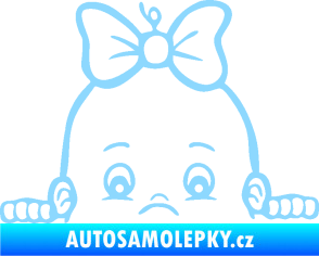 Samolepka Dítě v autě 046 levá holčička s mašličkou světle modrá