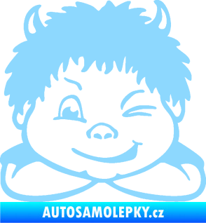 Samolepka Dítě v autě 055 levá kluk čertík světle modrá