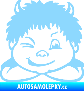 Samolepka Dítě v autě 055 pravá kluk čertík světle modrá