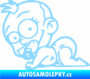 Samolepka Dítě v autě 067 levá lezoucí miminko světle modrá