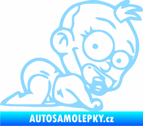 Samolepka Dítě v autě 067 pravá lezoucí miminko světle modrá