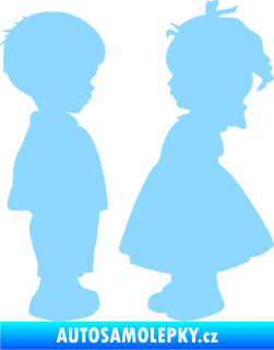 Samolepka Dítě v autě 071 pravá holčička s chlapečkem sourozenci světle modrá