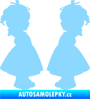 Samolepka Dítě v autě 072 dvě holčičky sourozenci světle modrá