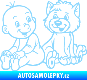 Samolepka Dítě v autě 087 levá chlapeček s pejskem světle modrá