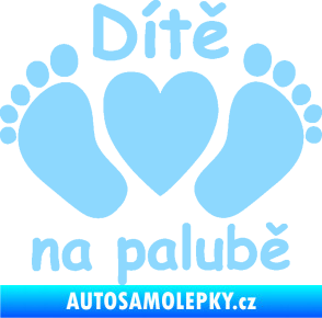 Samolepka Dítě v autě 089 nožičky s nápisem světle modrá
