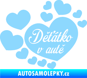 Samolepka Dítě v autě 092 nápis děťátko v autě se srdíčky světle modrá
