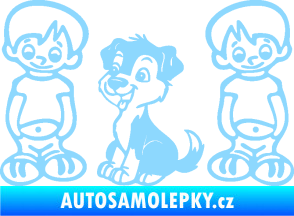 Samolepka Dítě v autě 103 levá dva kluci a pes světle modrá