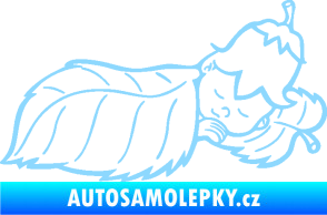 Samolepka Dítě v autě 107 pravá spinká na lístečku světle modrá