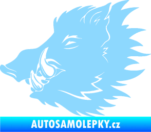 Samolepka Divoké prase 001 levá kanec hlava světle modrá