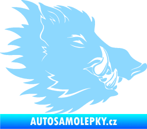 Samolepka Divoké prase 001 pravá kanec hlava světle modrá