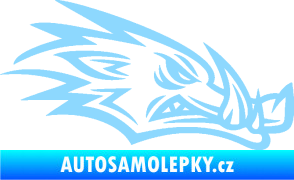 Samolepka Divoké prase 002 pravá kanec hlava světle modrá