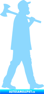 Samolepka Dřevorubec 002 pravá světle modrá