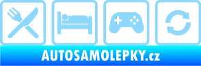 Samolepka Eat sleep game repeat hrát počítačové hry světle modrá
