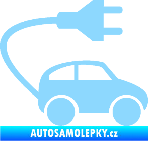 Samolepka Elektro auto 002 pravá symbol zásuvka světle modrá
