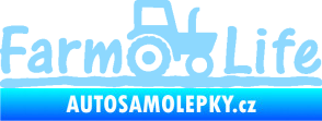 Samolepka Farm life nápis s traktorem světle modrá