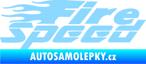 Samolepka Fire speed nápis s plameny světle modrá