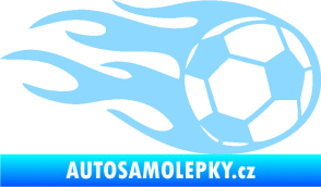 Samolepka Fotbalový míč 004 pravá v plamenech světle modrá
